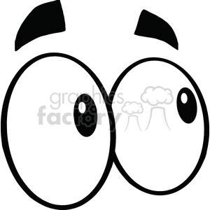 clipart - Royalty Free RF Clipart Illustration Black And White Looking Cartoon Eyes.
