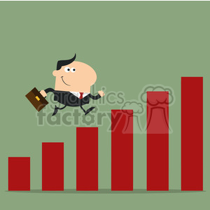 8292 Royalty Free RF Clipart Illustration Manager Running Over Growth Bar Graph Flat Design Style Vector Illustration clipart.