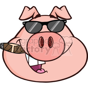 Royalty Free RF Clipart Illustration Businessman Pig Head With Sunglasses And Cigar clipart. Royalty-free image # 396030