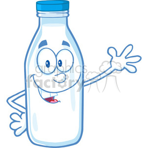 Royalty Free RF Clipart Illustration Milk Bottle Character Waving