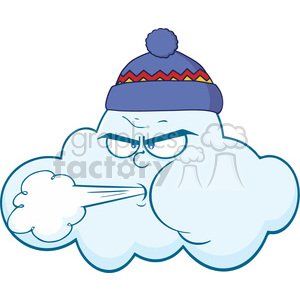 7034 Royalty Free RF Clipart Illustration Cloud With Face Blowing Wind Cartoon Mascot Character clipart. Commercial use image # 396919