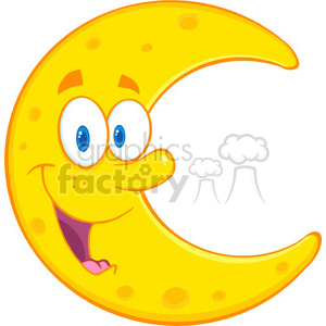 Royalty Free RF Clipart Illustration Smiling Moon Cartoon Mascot Character clipart.