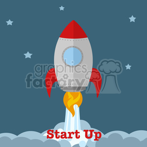 8304 Royalty Free RF Clipart Illustration Rocket Ship Start Up Concept Flat Style Vector Illustration With Text clipart. Royalty-free icon # 397015
