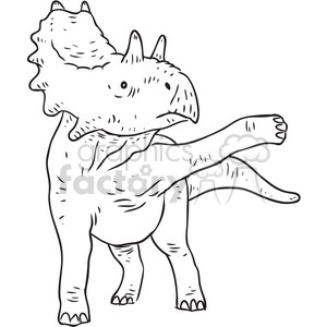 cartoon black+white animal dinosaur pointing triceratop triceratops
