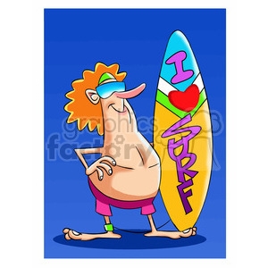 tom the cartoon surfer character i love to surf clipart.
