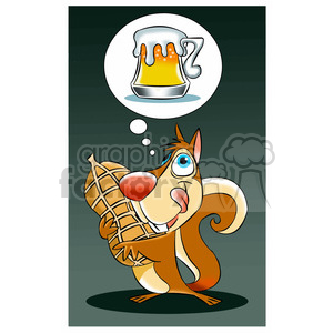 luke the cartoon squirrel dreaming of beer clipart. Royalty-free image # 397538