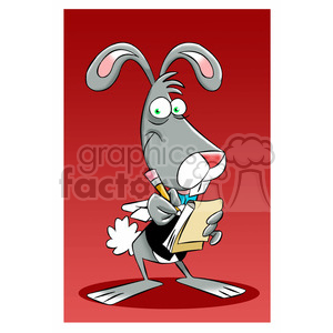 cartoon bunny writing on a tablet clipart. Commercial use image # 397798