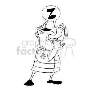 clipart - chip the cartoon character directing traffic with whistle black white.