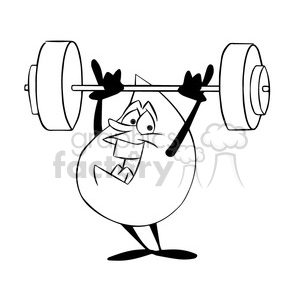 aqua the cartoon water drop lifting weights black white clipart. Royalty-free image # 397888