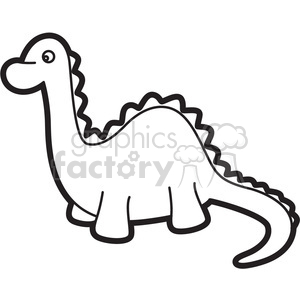 toy brachiosaurus dinosaur cartoon in black and white clipart.