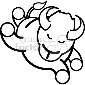 bull or buffalo jumping logo icon design black white split clipart.