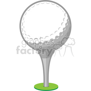 light gray vector golf ball on a tee in grass clipart.