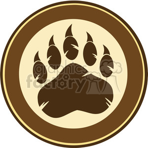 clipart - royalty free rf clipart illustration brown bear paw print circle label design vector illustration isolated on white background.