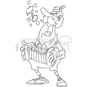 black and white oktoberfest man playing a accordion clipart.
