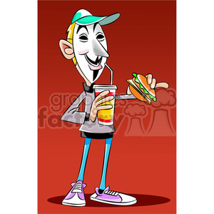 cartoon character funny anonymous people mask eating lunch food mystery