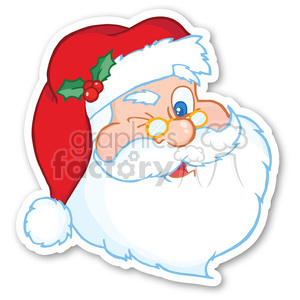 santa sticker wink clipart. Commercial use image # 400420