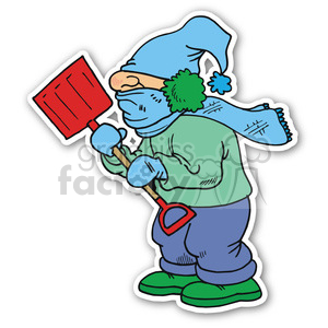 man with snow shovel sticker clipart. Commercial use image # 400430