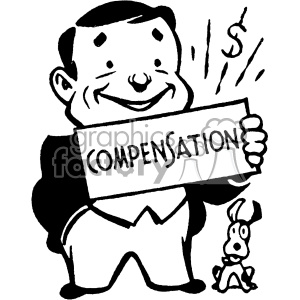 vintage retro old black+white salesman compensation ad protection insurance salesmen cartoon pay paid money salary lawyer