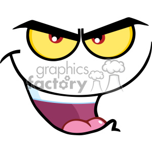 clipart - 10865 Royalty Free RF Clipart Evil Cartoon Funny Face With Bitchy Expression Vector Illustration.
