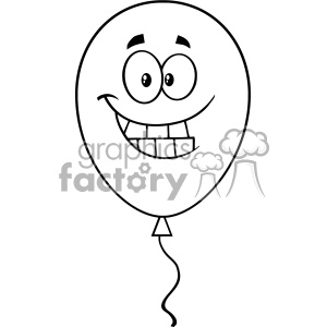 clipart - 10751 Royalty Free RF Clipart Smiling Black And White Balloon Cartoon Mascot Character Vector Illustration.