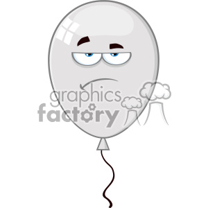 10764 Royalty Free RF Clipart Grumpy Gray Balloon Cartoon Mascot Character Vector Illustration clipart.