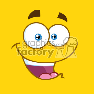 clipart - 10850 Royalty Free RF Clipart Happy Cartoon Funny Face With Smiling Expression Vector With Yellow Background.