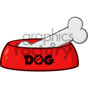 Royalty Free RF Clipart Illustration Red Dog Bowl With Bone Drawing Simple Design Vector Illustration Isolated On White Background clipart.