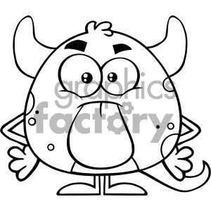Black And White Cute Monster Cartoon Emoji Character Sticking Its Tongue Out Vector Illustration Isolated On White Background clipart.