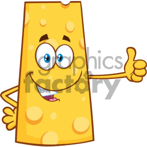 Smiling Cheese Cartoon Mascot Character Showing Thumbs Up Vector Illustration Isolated On White Background clipart.