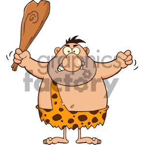 Angry Caveman Cartoon Character Holding A Club Vector Illustration Isolated On White Background clipart. Royalty-free image # 404676
