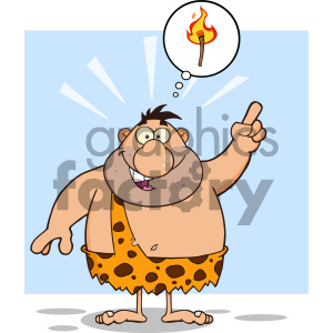cartoon caveman character vector man guy fire idea