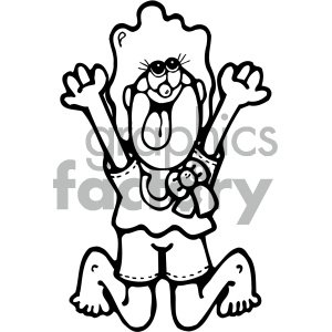 black and white girl jumping art clipart. Commercial use icon # 405313