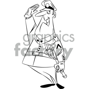 black and white cartoon marine character clipart. Royalty-free image # 405587