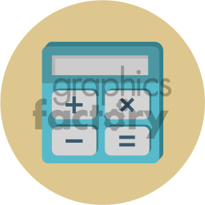 calculator circle background vector flat icon clipart.