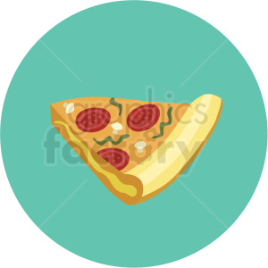 clipart - slice of pizza vector flat icon clipart with circle background.