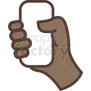 clipart - african american hand holding phone vector icon.