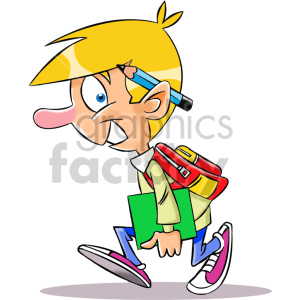 cartoon student walking to school life step 2 clipart #407008 at Graphics  Factory.