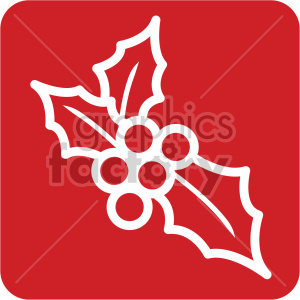 white christmas holly berries vector icon clipart.