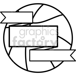 clipart - basketball with blank ribbons vector art.