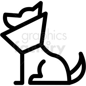 clipart - dog with medical collar outline vector icon clipart.