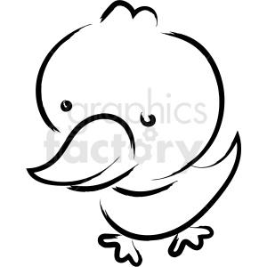 black+white cartoon drawing animal duck