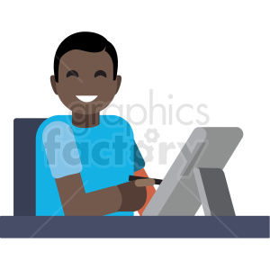 black guy digital artist flat icon vector icon clipart.