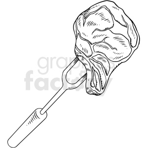black and white grilling steak vector clipart .