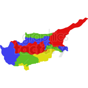 clipart - cipro map regions colorful vector.