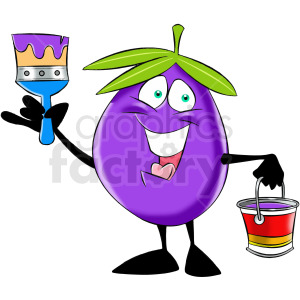 cartoon olive with paint brush clipart.