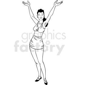 black and white retro female model vector clipart clipart. Commercial use image # 412464