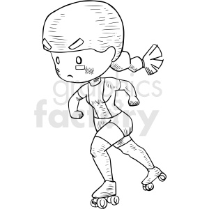 roller derby girl black and white tattoo vector design clipart. Royalty-free image # 412887