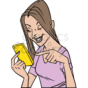 cartoon woman watching social media vector clipart clipart. Royalty-free image # 413066