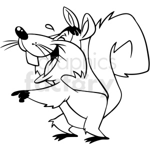black and white laughing squirrel vector clipart .