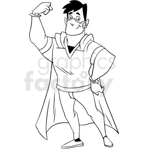 clipart - black and white cartoon strong doctor vector clipart.